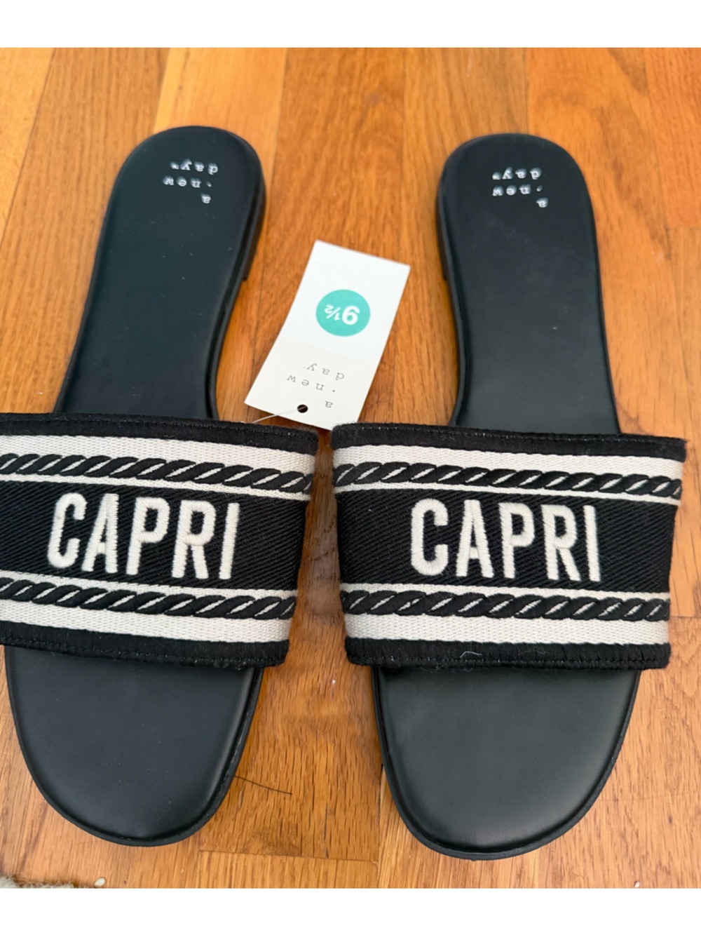 CAPRI Black & White Slide Sandals